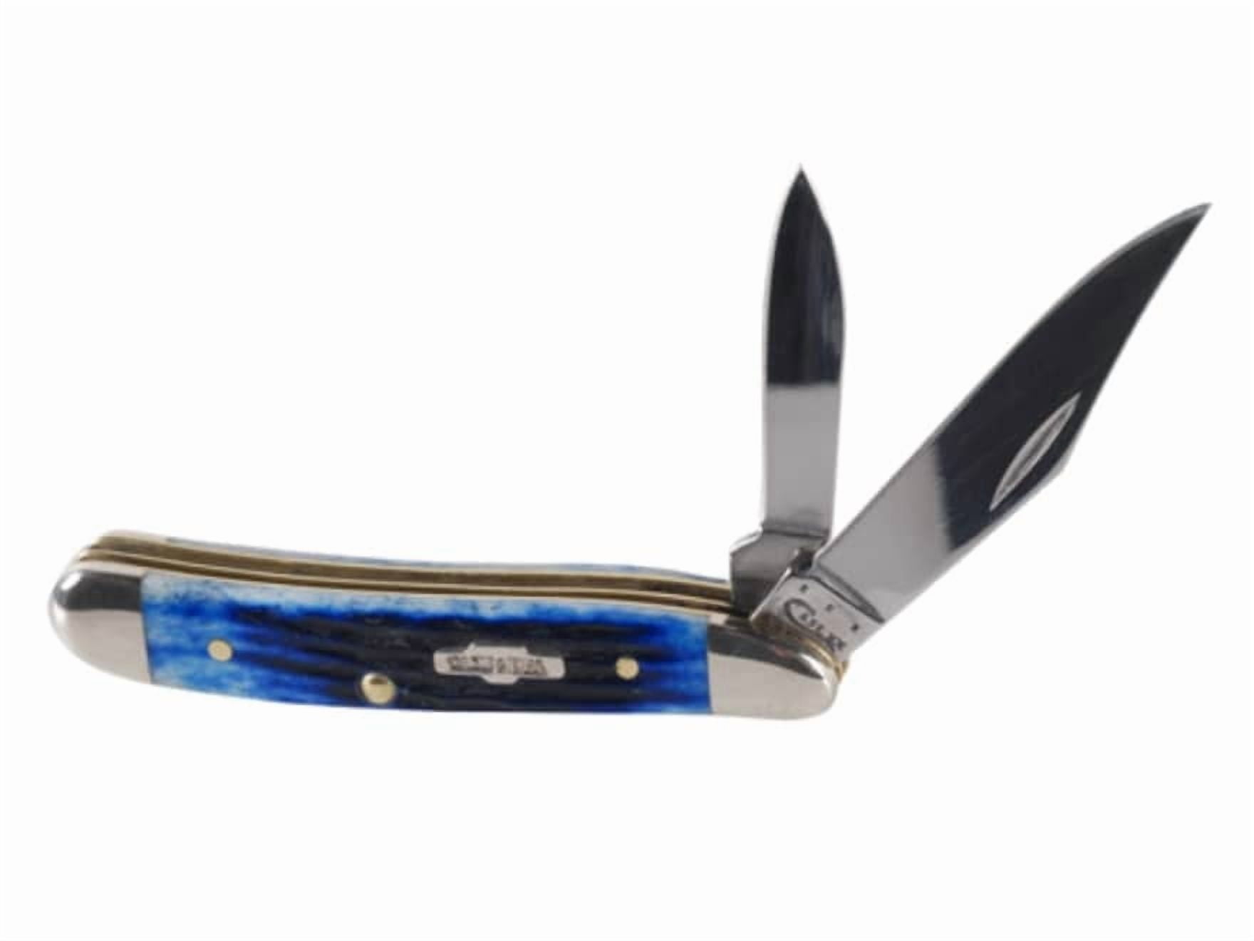 Case XX Knives Jigged Navy Blue Bone Peanut Stainless Pocket Knife