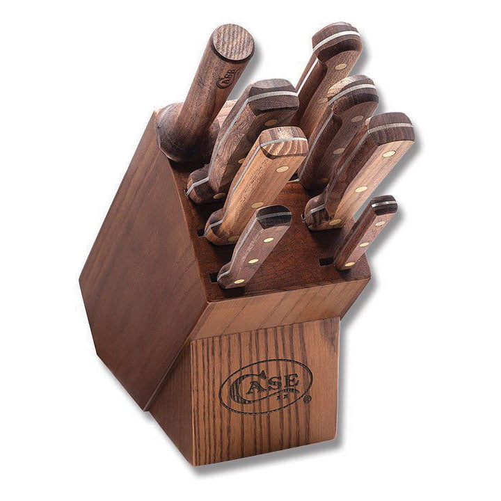 Case XX Solid Walnut Kitchen Knife Set, Stainless Steel Blades, Full Tang, 9-Piece