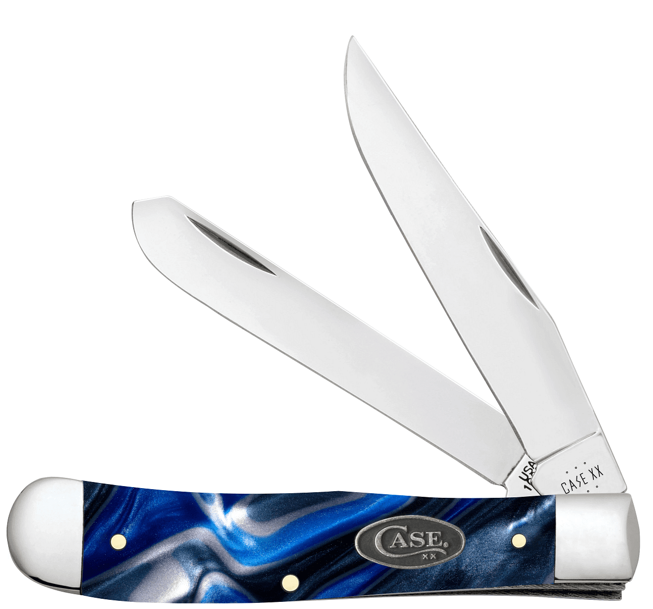 Case XX Trapper Clip, Spey Blade Smooth Ocean Blue Kirinite Handle