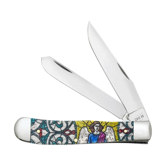 Case Trapper Angel Pocket Knife 3.27" Clip/Spey Tru-Sharp Mirror Polished Blade Bone Handle Blue