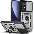 thumbnail image 1 of Case for Xiaomi 12 Pro with Slide Camera Cover,Military Grade Heavy Duty Protection Phone Case Cover with Magnetic Ring Kickstand for Xiaomi 12 Pro      Silver, 1 of 8