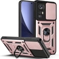 thumbnail image 1 of Case for Xiaomi 12 with Slide Camera Cover,Military Grade Heavy Duty Protection Phone Case Cover with Magnetic Ring Kickstand for Xiaomi 12X/MI 12 SJ Rose Gold, 1 of 8