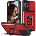 thumbnail image 1 of Case for Xiaomi Poco M4 5G with Slide Camera Cover, Redmi 11 Prime 4G Case, Military Grade Drop Protective Phone Cover Case with Ring Kickstand for Xiaomi Poco M5 4G/Poco M4 5G SJ Red, 1 of 9
