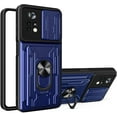 thumbnail image 1 of Case for Xiaomi Poco X4 Pro 5G with Card Holder, Heavy Duty Protection Phone Case with Magnetic Ring Kickstand Slide Camera Cover for Xiaomi Poco X4 Pro 5G LJK Blue, 1 of 9