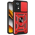 thumbnail image 1 of Case for Xiaomi Poco X4 Pro 5G with Slide Camera Cover, Heavy Duty Military Grade Protection Phone Case Built-in 360° Rotate Ring Stand for Xiaomi Poco X4 Pro 5G SJ Red, 1 of 8