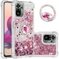 thumbnail image 1 of Case for Xiaomi Redmi Note 10 4G (Not 5G)/Redmi Note 10S With Creativity Clear Quicksand Glitter Flowing Floating Soft w/Stand Bling Diamond Sparkle Phone Case for Redmi Note 10S  Rose Gold, 1 of 7