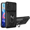 thumbnail image 1 of Case for Xiaomi Redmi Note 11 4G with Card Holder, Heavy Duty Protection Phone Case with Magnetic Ring Kickstand Slide Camera Cover for Xiaomi Redmi Note 11 4G/Note 11S 4G LJK Black, 1 of 7