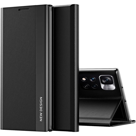 Case for Xiaomi Redmi Note 11 4G Premium PU Leather Cover, [Shockproof TPU Interior Case] Stand Flip Phone Case for Xiaomi Redmi Note 11 4G/Redmi Note 11S 4G CX Black
