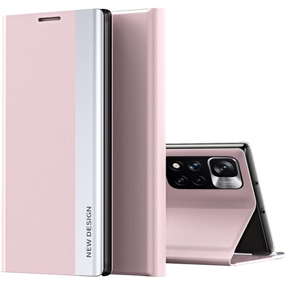 Case for Xiaomi Redmi Note 11 Pro Premium PU Leather Cover, Case for Mi Redmi Note 11 Pro+, [Shockproof TPU Interior Case] Stand Flip Phone Case for Xiaomi Redmi Note 11 Pro/Pro+ CX Pink