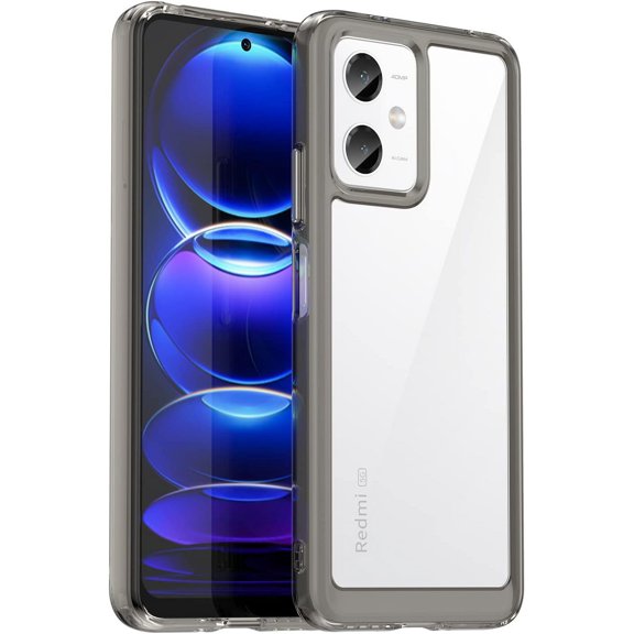 Case for Xiaomi Redmi Note 12 Phone Case Slim Dropproof [Defend from Drop/Scratch/Slip/Fingerprint] Clear Acrylic Hard Back Soft TPU Bumper Hybrid Phone Cover for Xiaomi Redmi Note 12-Crystal Black