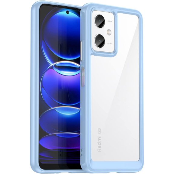 Case for Xiaomi Redmi Note 12 Phone Case Slim Dropproof [Defend from Drop/Scratch/Slip/Fingerprint] Clear Acrylic Hard Back Soft TPU Bumper Hybrid Phone Cover for Xiaomi Redmi Note 12-Blue