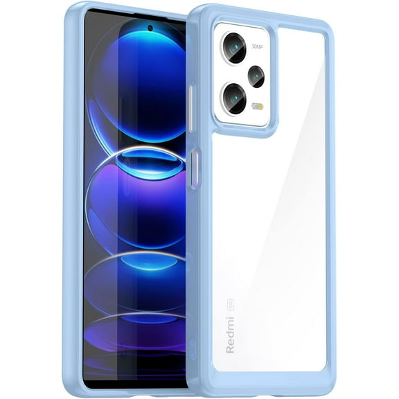 Case for Xiaomi Redmi Note 12 Pro Phone Case Slim Dropproof [Defend from Drop/Scratch/Slip/Fingerprint] Clear Acrylic Hard Back Soft TPU Bumper Hybrid Phone Cover for Redmi Note 12 Pro-Blue