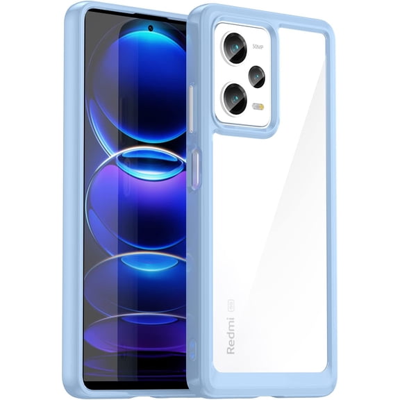 Case for Xiaomi Redmi Note 12 Pro Plus Phone Case Slim Dropproof [Defend from Drop/Scratch/Slip/Fingerprint] Clear Acrylic Hard Back Soft TPU Bumper Hybrid Phone Cover for Redmi Note 12 Pro+-Blue