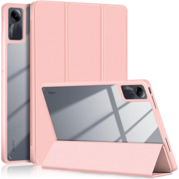 Case for Xiaomi Redmi Pad SE 11'' 2023, Hybrid Slim Case Cover [Built-in Pencil Holder] Shockproof Cover with Clear Transparent Back Shell for Xiaomi Redmi Pad SE Pink