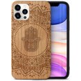thumbnail image 1 of Case Yard Wooden Case Outside Soft TPU Silicone Slim Fit Shockproof Wood Phone Cover for Girls Boys Men and Women Supports Wireless Charging Hamsa Hand Mandala Design case for iPhone-11-Pro-Max, 1 of 7