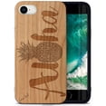 thumbnail image 1 of Case Yard Wooden Case Outside Soft TPU Silicone, Slim Fit Shockproof Wood Protective Phone Cover for Girls Boys Men and Women, Supports Wireless Charging Aloha Pineapple Design case for iPhone-SE, 1 of 7