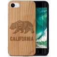 thumbnail image 1 of Case Yard Wooden Case Outside Soft TPU Silicone, Slim Fit Shockproof Wood Protective Phone Cover for Girls Boys Men and Women, Supports Wireless Charging California Grizzly Design case for iPhone-SE, 1 of 7