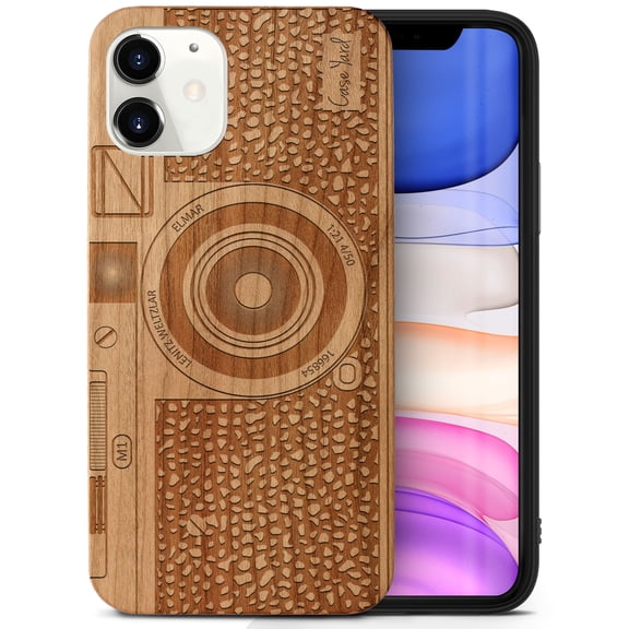 Case Yard Wooden Case Outside Soft TPU Silicone, Slim Fit Shockproof Wood Protective Phone Cover for Girls Boys Men and Women, Supports Wireless Charging Camera Design case for iPhone-11