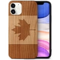 thumbnail image 1 of Case Yard Wooden Case Outside Soft TPU Silicone, Slim Fit Shockproof Wood Protective Phone Cover for Girls Boys Men and Women, Supports Wireless Charging Canada Flag Design case for iPhone-11, 1 of 7