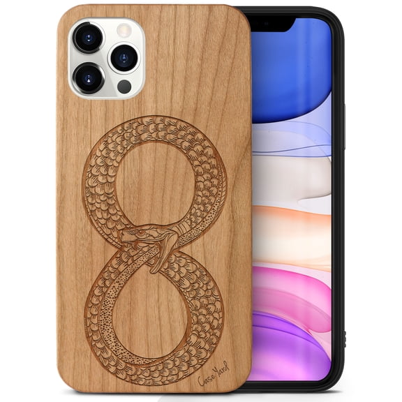 Case Yard Wooden Case Outside Soft TPU Silicone, Slim Fit Shockproof Wood Protective Phone Cover for Girls Boys Men and Women, Supports Wireless Charging Eternal Life Design case for iPhone-12/12-Pro