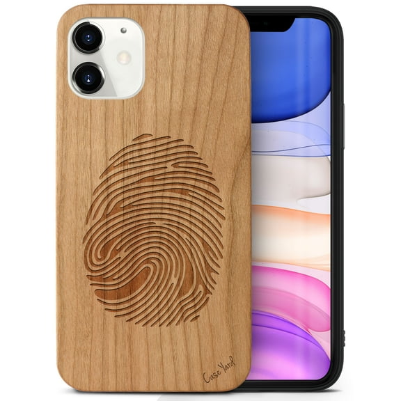 Case Yard Wooden Case Outside Soft TPU Silicone, Slim Fit Shockproof Wood Protective Phone Cover for Girls Boys Men and Women, Supports Wireless Charging Finger Print Design case for iPhone-11