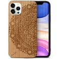 thumbnail image 1 of Case Yard Wooden Case Outside Soft TPU Silicone, Slim Fit Shockproof Wood Protective Phone Cover for Girls Boys Men and Women, Supports Wireless Charging Half Mandala Design case for iPhone-12-Pro-Max, 1 of 7