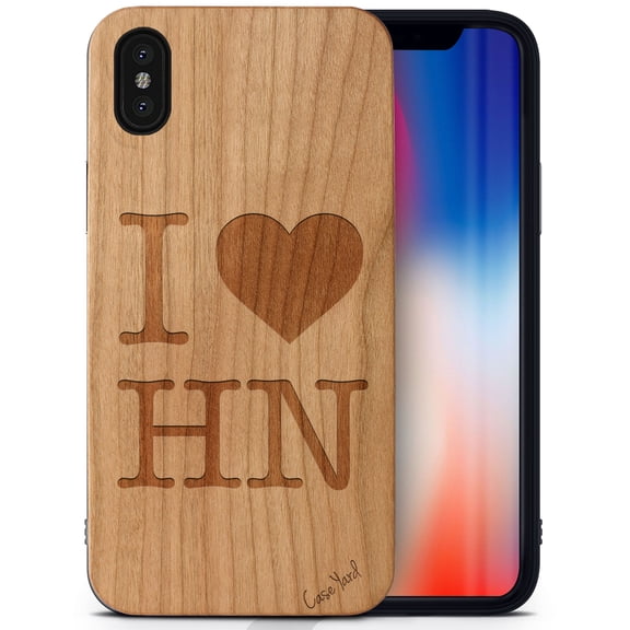 Case Yard Wooden Case Outside Soft TPU Silicone, Slim Fit Shockproof Wood Protective Phone Cover for Girls Boys Men and Women, Supports Wireless Charging I Love Honolulu Design case for iPhone-XS-Max