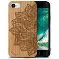 thumbnail image 1 of Case Yard Wooden Case Outside Soft TPU Silicone, Slim Fit Shockproof Wood Protective Phone Cover for Girls Boys Men and Women, Supports Wireless Charging Lotus Flower Design case for iPhone-SE, 1 of 7