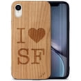 thumbnail image 1 of Case Yard Wooden Case Outside Soft TPU Silicone, Slim Fit Shockproof Wood Protective Phone Cover for Girls Boys Men and Women, Supports Wireless Charging Love SF Design case for iPhone-XR, 1 of 7