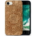 thumbnail image 1 of Case Yard Wooden Case Outside Soft TPU Silicone, Slim Fit Shockproof Wood Protective Phone Cover for Girls Boys Men and Women, Supports Wireless Charging Rose Flower Design case for iPhone-SE, 1 of 7
