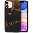 thumbnail image 1 of Case Yard Wooden Case for iPhone-11 Soft TPU Silicone cover Slim Fit Shockproof Wood Protective Phone Cover for Girls Boys Men and Women Supports Wireless Charging Meow Design, 1 of 7