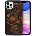 thumbnail image 1 of Case Yard Wooden Case for iPhone-12/12-Pro Soft TPU Silicone cover Slim Fit Shockproof Wood Protective Phone Cover for Girls Boys Men and Women Supports Wireless Charging Diamond Skull Design, 1 of 7