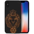 thumbnail image 1 of Case Yard Wooden Case for iPhone-X Soft TPU Silicone cover Slim Fit Shockproof Wood Protective Phone Cover for Girls Boys Men and Women Supports Wireless Charging Lion of Judah Design, 1 of 7