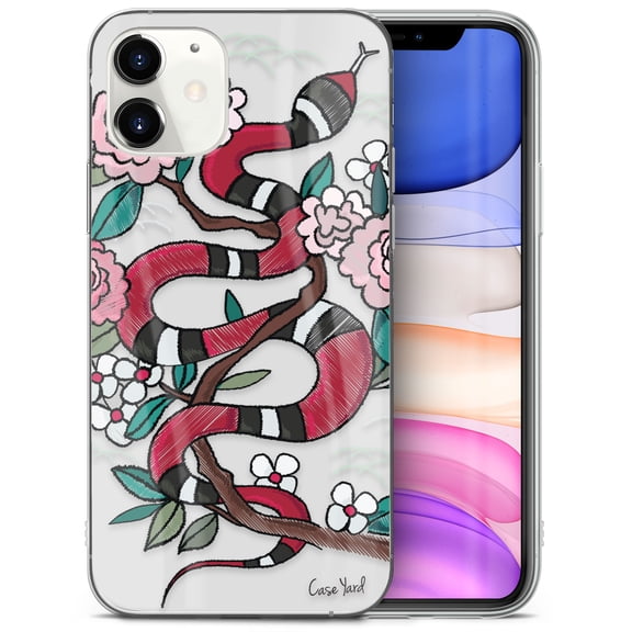 Case Yard iPhone-11 Case Clear Soft & Flexible TPU Ultra Low Profile Slim Fit Thin Shockproof Transparent Bumper Protective Cover Drop Protective Cell Phone Cases (Flower Snake)