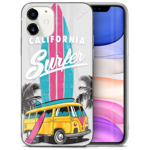 Case Yard iPhone-11 Case Clear Soft & Flexible TPU Ultra Low Profile Slim Fit Thin Shockproof Transparent Bumper Protective Cover Drop Protective Cell Phone Cases (Cali Surfer)