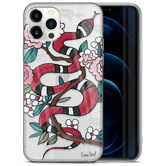 Case Yard iPhone-11-Pro Case Clear Soft & Flexible TPU Ultra Low Profile Slim Fit Thin Shockproof Transparent Bumper Protective Cover Drop Protective Cell Phone Cases (Flower Snake)