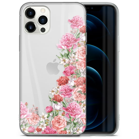 Case Yard iPhone-12/12-Pro Case Clear Soft & Flexible TPU Ultra Low Profile Slim Fit Thin Shockproof Transparent Bumper Protective Cover Drop Protective Cell Phone Cases (Garden Roses)