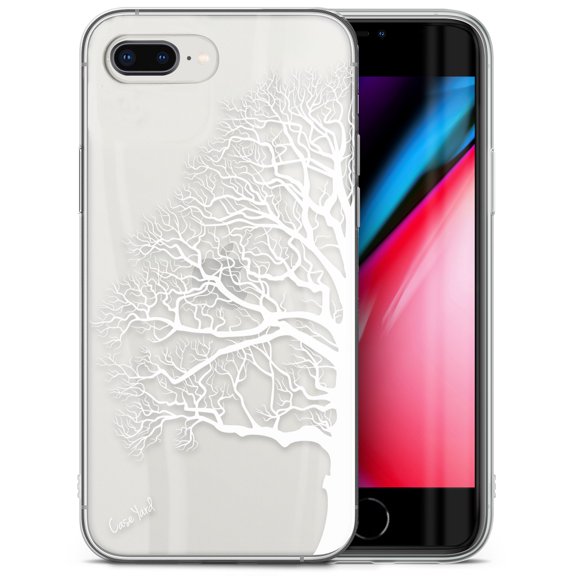 Case Yard iPhone-8-Plus Case Clear Soft & Flexible TPU Ultra Low Profile Slim Fit Thin Shockproof Transparent Bumper Protective Cover Drop Protective Cell Phone Cases (Half Tree)
