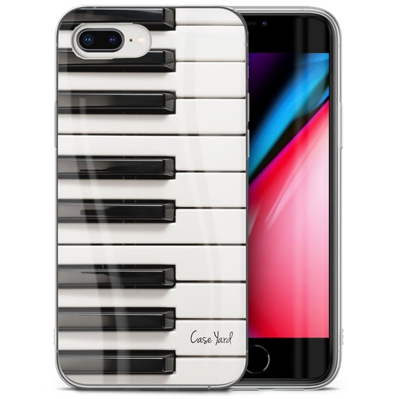 Case Yard iPhone-8-Plus Case Clear Soft & Flexible TPU Ultra Low Profile Slim Fit Thin Shockproof Transparent Bumper Protective Cover Drop Protective Cell Phone Cases (Piano Keys)
