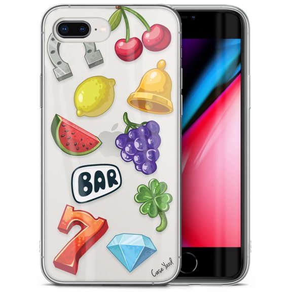 Case Yard iPhone-8-Plus Case Clear Soft & Flexible TPU Ultra Low Profile Slim Fit Thin Shockproof Transparent Bumper Protective Cover Drop Protective Cell Phone Cases (Slot Machine)