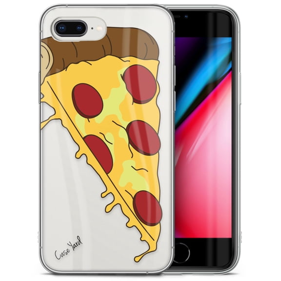 Case Yard iPhone-8-Plus Case Clear Soft & Flexible TPU Ultra Low Profile Slim Fit Thin Shockproof Transparent Bumper Protective Cover Drop Protective Cell Phone Cases (Pizza Slice)