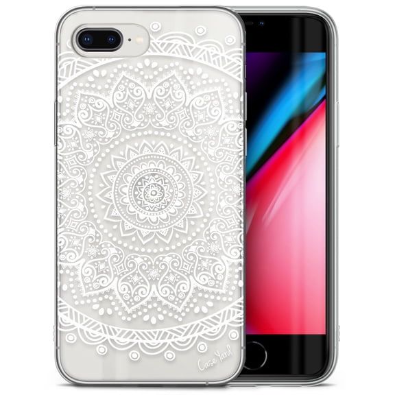 Case Yard iPhone-8-Plus Case Clear Soft & Flexible TPU Ultra Low Profile Slim Fit Thin Shockproof Transparent Bumper Protective Cover Drop Protective Cell Phone Cases (Mandala Clear)