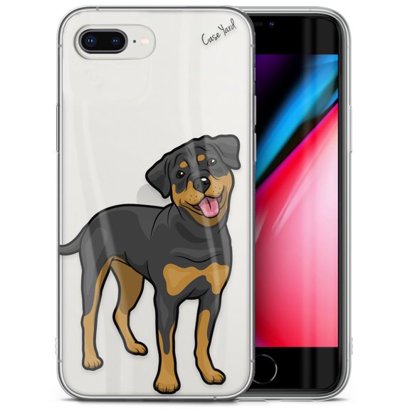 Case Yard iPhone-8-Plus Case Clear Soft & Flexible TPU Ultra Low Profile Slim Fit Thin Shockproof Transparent Bumper Protective Cover Drop Protective Cell Phone Cases (Rottweiler)