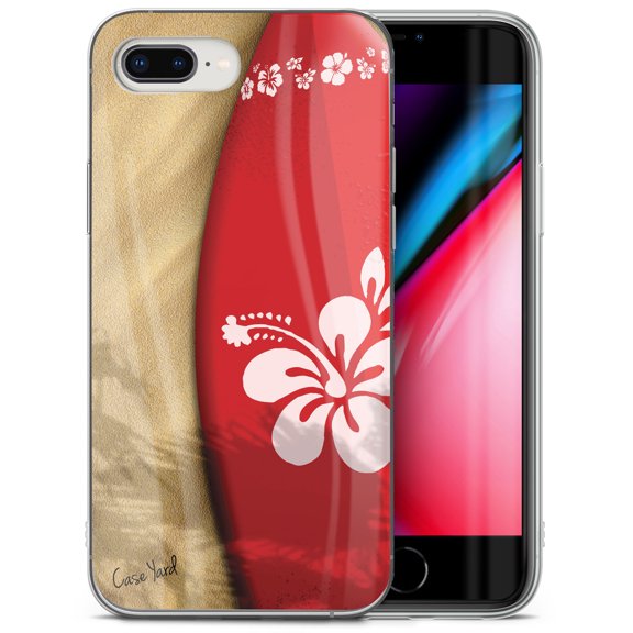 Case Yard iPhone-8-Plus Case Clear Soft & Flexible TPU Ultra Low Profile Slim Fit Thin Shockproof Transparent Bumper Protective Cover Drop Protective Cell Phone Cases (Surf Board)