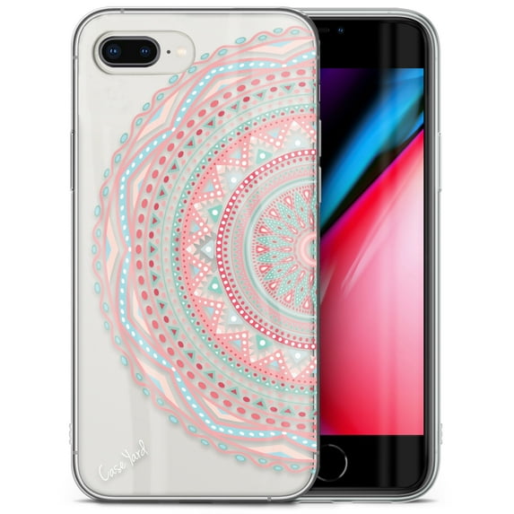 Case Yard iPhone-8-Plus Case Clear Soft & Flexible TPU Ultra Low Profile Slim Fit Thin Shockproof Transparent Bumper Protective Cover Drop Protective Cell Phone Cases (Half Anna Mandala)