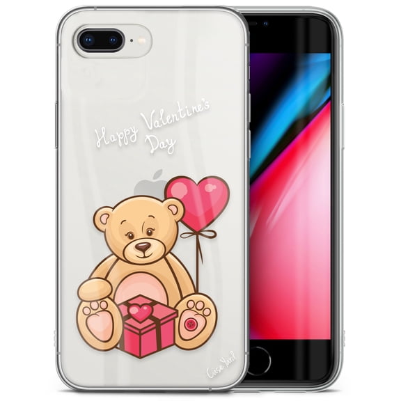 Case Yard iPhone-8-Plus Case Clear Soft & Flexible TPU Ultra Low Profile Slim Fit Thin Shockproof Transparent Bumper Protective Cover Drop Protective Cell Phone Cases (Happy V Day)
