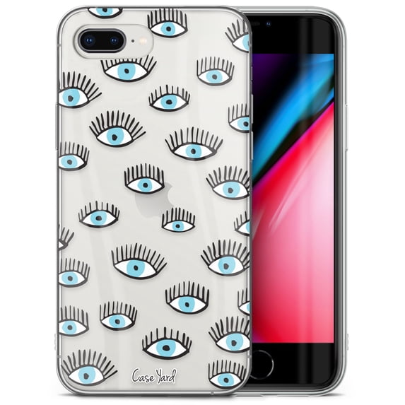 Case Yard iPhone-8-Plus Case Clear Soft & Flexible TPU Ultra Low Profile Slim Fit Thin Shockproof Transparent Bumper Protective Cover Drop Protective Cell Phone Cases (All Seeing Eyes)