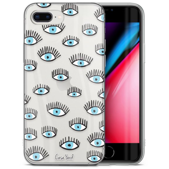 Case Yard iPhone-8-Plus Case Clear Soft & Flexible TPU Ultra Low Profile Slim Fit Thin Shockproof Transparent Bumper Protective Cover Drop Protective Cell Phone Cases (All Seeing Eyes)