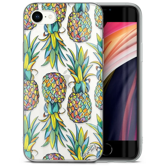 Case Yard iPhone-SE Case Clear Soft & Flexible TPU Ultra Low Profile Slim Fit Thin Shockproof Transparent Bumper Protective Cover Drop Protective Cell Phone Cases (Summer Pineapple)