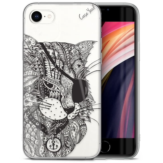 Case Yard iPhone-SE Case Clear Soft & Flexible TPU Ultra Low Profile Slim Fit Thin Shockproof Transparent Bumper Protective Cover Drop Protective Cell Phone Cases (Bad Cat)